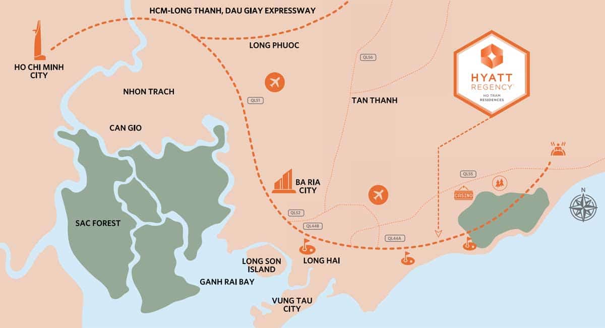 Vi tri Du an Hyatt Regency Ho Tram Residences - Hyatt Regency Ho Tram Residences